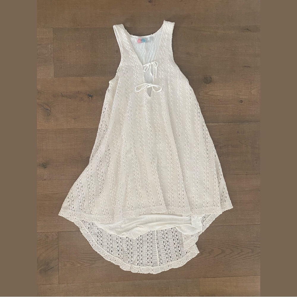 free people fp beach crochet tie hi lo dress v-neck